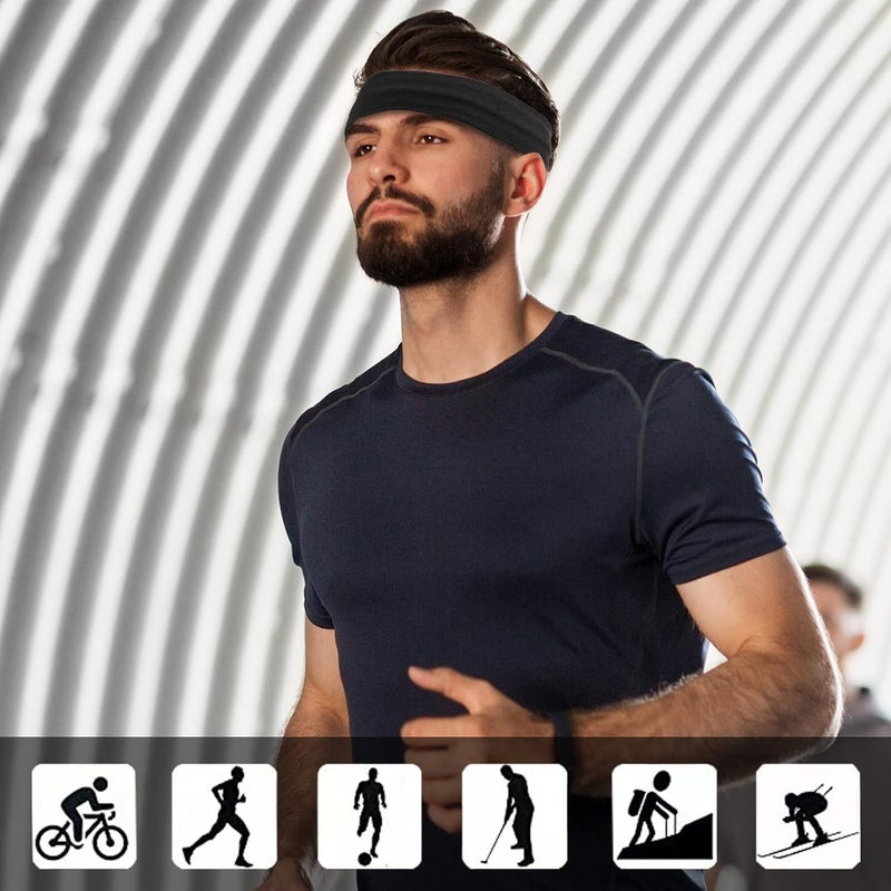ONEYE Sport Headbands for Women Men Solid Workout Headbands Silicone Non Slip Headband Fitness Headband Elastic Sweatbands Sport Hair Bands for Outdoor Indoor Athletics with 5PCS - Image 2